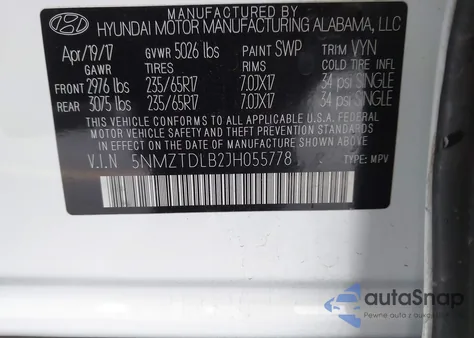 2018 Hyundai Santa Fe Sport 2.4L из США, поврежденный, VIN 5NMZTDLB2JH055778